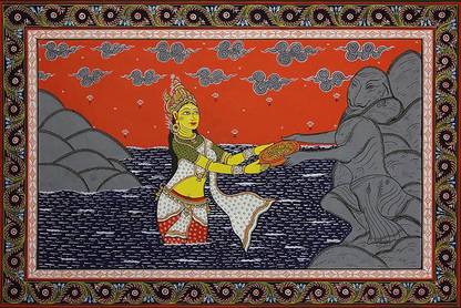 EXOTIC INDIA An Episode from The Shiva Purana Canvas 11.5 inch x 17.5 inch Painting