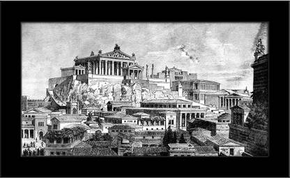 Artzfolio Victorian Engraving Of A Reconstruction Of The Ancient City Of Rome Framed Art Print Digital Reprint 5 inch x 9.2 inch Painting
