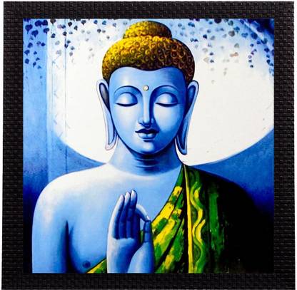 eCraftIndia Meditating Lord Buddha Satin Matt Textured UV Canvas 10 inch x 10 inch Painting
