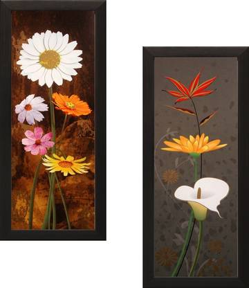 saf Floral Set Of 2 Ink 16 inch x 7 inch Painting