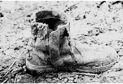 Old Black And White Shoes Premium Poster Canvas Art