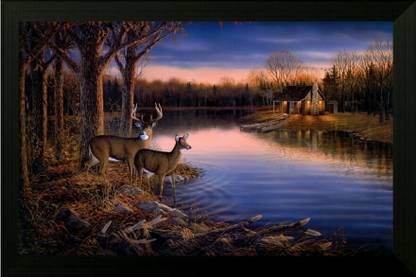 DKH deer lake texture print Canvas 10 inch x 14 inch Painting