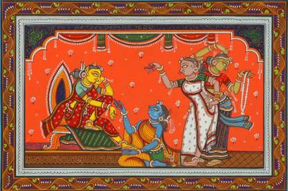 EXOTIC INDIA Radha Waiting for Krishna Canvas 11.8 inch x 17.7 inch Painting