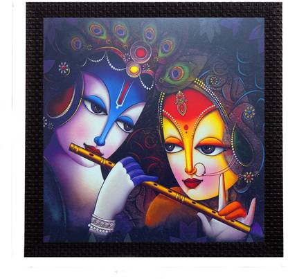eCraftIndia Almighty Radha Krishna Satin Matt Textured UV Canvas 10 inch x 10 inch Painting