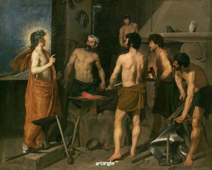 artangle Velazquez, Diego Rodriguez de Silva y - Vulcan's Forge, Ca. 1630 Art Print Digital Reprint 15 inch x 12 inch Painting