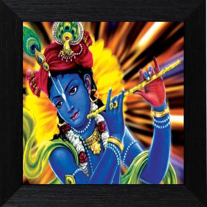 1 Art Junction Handicraft Modern Art Krishna Royal Touch Matt Taxtured Print Canvas 10 inch x 10 inch Painting