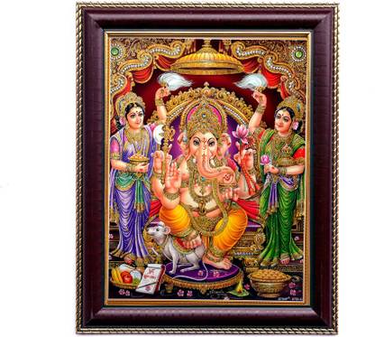 Shree Sai Holly Gajanand Bhagwan Image Handicraft For Temple Canvas 12.5 inch x 10 inch Painting