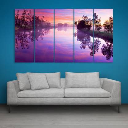 inephos Beautiful River Wall Painting Multiple Frames Digital Reprint 30 inch x 52 inch Painting