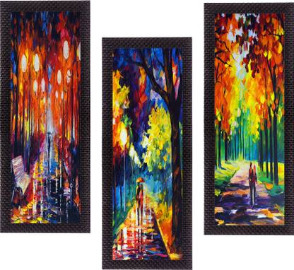 eCraftIndia Set Of 3 Beautiful Loving Couple Satin Matt Textured Canvas 16 inch x 21 inch Painting