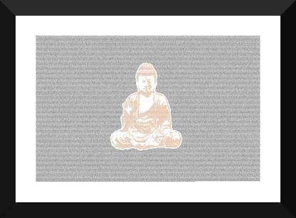 Tallenge - Buddha Art - Text Of Siddhartha by Herman Hesse In the Background - Framed A3 Size Poster Paper Print