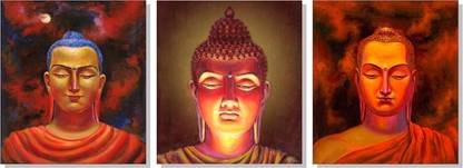 Art tantra Antique Buddha Digital Painting Set 3 Canvas 18 inch x 16 inch Painting