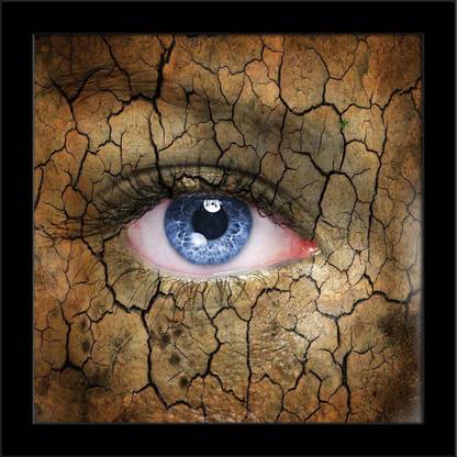 Artzfolio Cracked Earth Pattern On Human Face Framed Art Print Digital Reprint 12 inch x 12 inch Painting