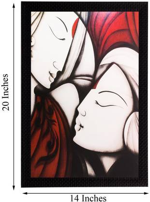 eCraftIndia Abstract Radha Krishna Canvas 20 inch x 14 inch Painting