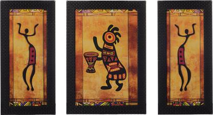 eCraftIndia Set Of 3 Abstract Tribals Decorative Showpiece  -  35 cm