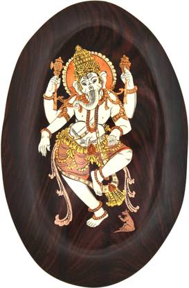 ADAA Rosewood Inlay - Dancing Ganesha Wall (Height 30 cm) Oil 11.701 inch x 17.55 inch Painting