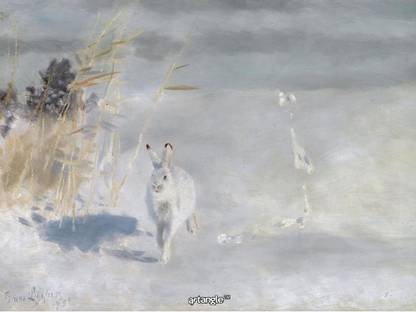 artangle Bruno Liljefors - Winterhare (Snow Hare), 1932 Art Print Digital Reprint 16 inch x 12 inch Painting