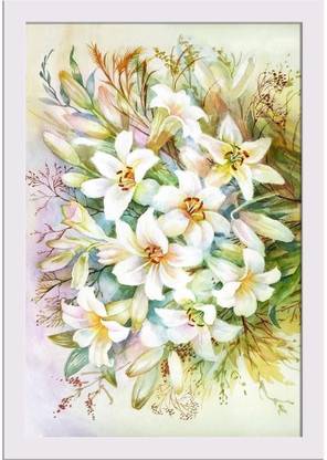 Lilies Bouquet Paper Poster White Frame | Paper Print