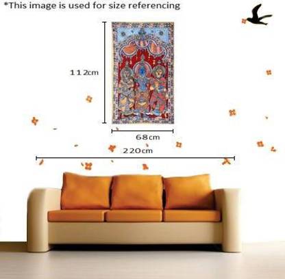 EXOTIC INDIA Lord Krishna with Rukmini and Satyabhama Canvas 44 inch x 26 inch Painting