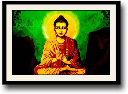 Artifa Colorful buddha Canvas 10 inch x 14 inch Painting