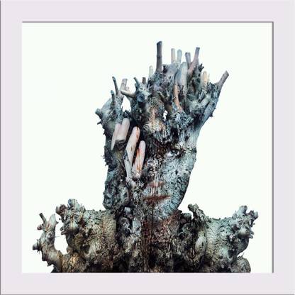 Artzfolio Face Of A Girl Hidden By A Trunk And The Bark Of A Tree Framed Art Print Digital Reprint 5 inch x 5 inch Painting