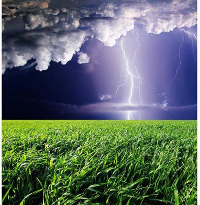Thunderstorm With Lightning Premium Poster Canvas Art