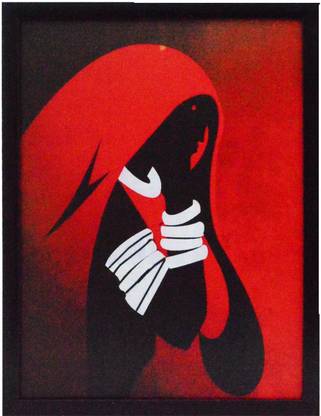 eCraftIndia Abstract Figure Design Satin Matt Texture Canvas 12.5 inch x 9.5 inch Painting