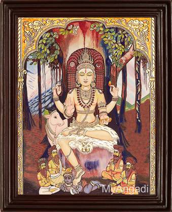 MyAngadi Dakshinamurthy Tanjore Painting Canvas 24 inch x 30 inch Painting
