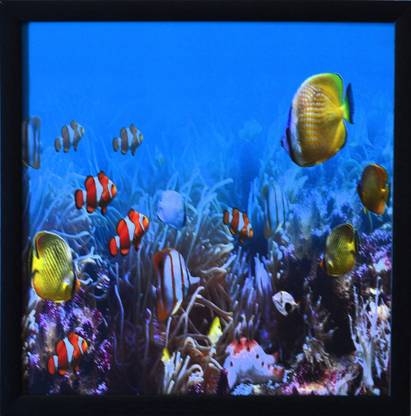 eCraftIndia 3d Sea Life View Design Satin Matt Texture Canvas 11 inch x 11 inch Painting