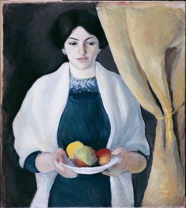Tallenge - August Macke - Portrait with Apples - Gallery Wrap Canvas 12 inch x 11 inch Painting