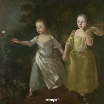 artangle Thomas Gainsborough - The Painter's Daughters chasing a Butterfly Art Print Digital Reprint 12 inch x 12 inch Painting