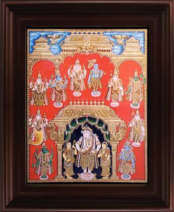 MyAngadi Dasavatharam Tanjore Canvas 20 inch x 16 inch Painting