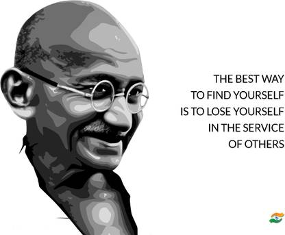 Tallenge - Mahatma Gandhi Quotes - The Best Way To Find Yourself Is To Lose Yourself In The Service Of Others - Large Size Ready To Hang Gallery Wrap Canvas 24 inch x 24 inch Painting
