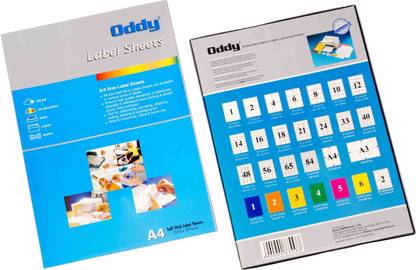 Oddy A4 Size Paper For Laser, Inkjet & Copiers 10 Label Sheet - 100 Pcs. Pack Self-adhesive Paper Label