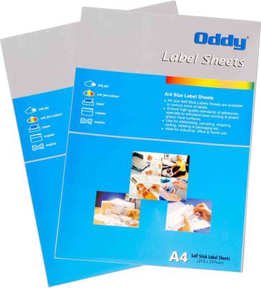 Oddy A4 Size Paper For Laser, Inkjet & Copiers 18 Label Sheet - 100 Pcs. Pack Self-adhesive Paper Label