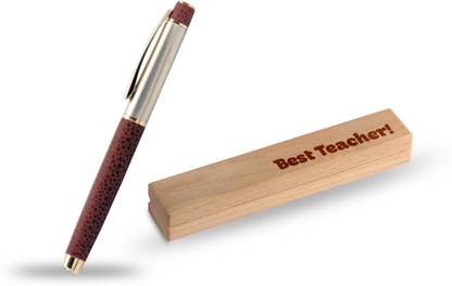 PRESTO Best Teachers Day Gift with Engraved Wooden Box Roller Ball Pen