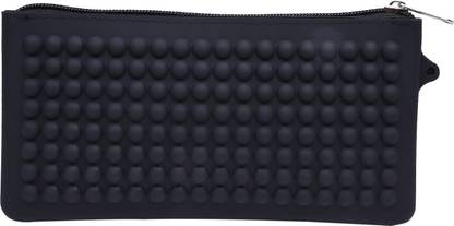 WhitePavo Black Flat Pouch Plain Art Silicone Pencil Box