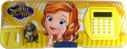 Karta Sofia The First with Calculator & Single Sharpner Art Plastic Pencil Box