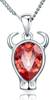 Nevi Bull Taurus Rhodium Swarovski Crystal Metal, Crystal Pendant
