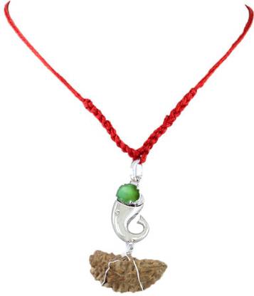 अवतार 1 Mukhi Rudraksha Ganesh 4.25 Ratti Silver Emerald सिल्वर पेंडेंट