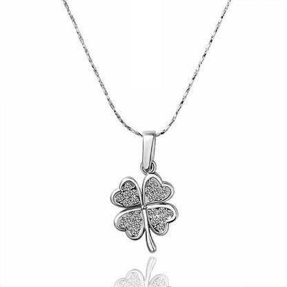 Aaishwarya Four Leaf Silver Clover Silver Alloy Pendant