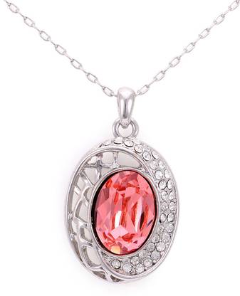 GOLDEN PEACOCK Silver-toned and Peach-coloured Princess necklaces Rhodium Alloy Pendant
