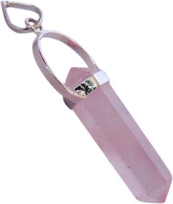 गोमती एथनिक Handmade Traditional Designer Rose Quartz Stone Shatkon Shape Pendant 1.25 Inch With Cain Quartz स्टोन