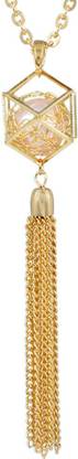 memoir Hexagon Prism with Ball Inside Tassle Design Gold-plated Pearl Alloy Pendant