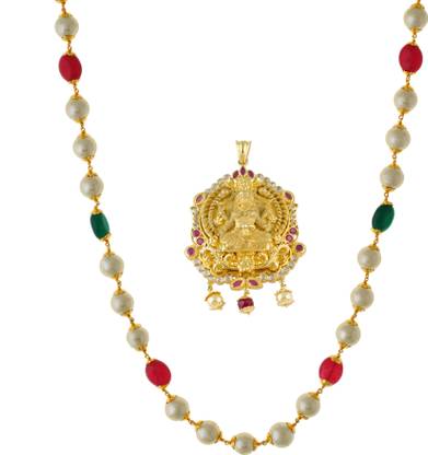 Vama Fashions Devi Lakshmi Pendant Gold-plated Alloy Pendant Set