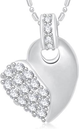 VK Jewels True Love Heart Valentine Rhodium Plated for Women & Girls Cubic Zirconia Alloy Pendant