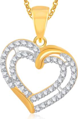 MEENAZ heart gifts Brass Cubic Zirconia, Crystal Alloy Pendant