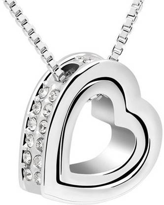 Silver Shoppee Valentine Special Rhodium Cubic Zirconia Alloy Pendant