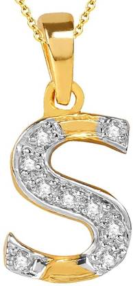 Sukkhi Alphabet S Gold-plated, Rhodium Cubic Zirconia Alloy Pendant