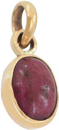 Nirvana Gems 8.25 Ratti Cabochon Ruby in Panchdhatu Gold-plated Ruby Alloy, Stone Pendant