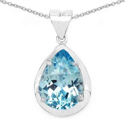 Johareez Solitaire Rhodium Topaz Sterling Silver Pendant